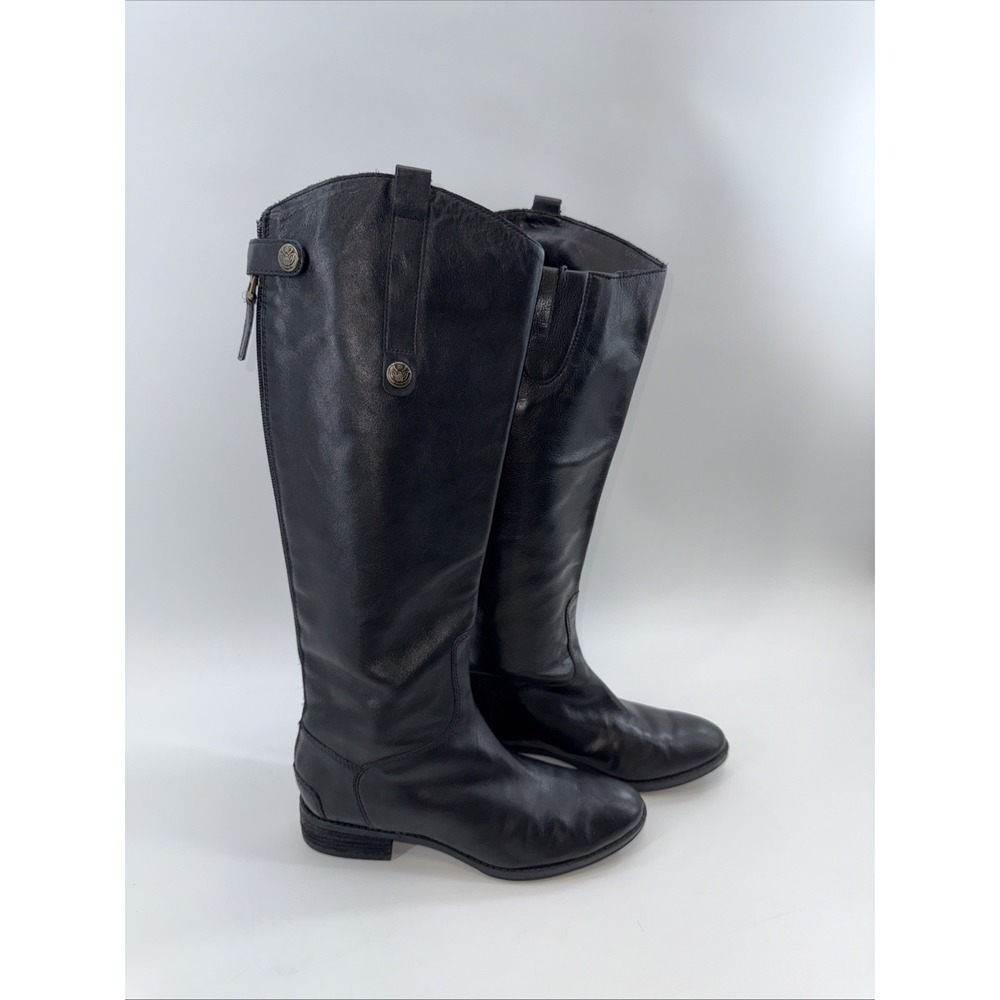 Sam Edelman Women's Black Penny Leather Zip Up Riding Boots Size‎ 6.5M